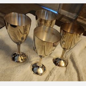 Silverplate International Silver Co Wine Goblets Set of 4 With Stickers Vintage